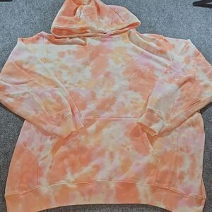 Aerie Oversized Tie Dye Hoodie Womens M Pink Orange Cozy Sweatshirt